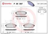 Sada brzdových destiček BREMBO P59087 - OPEL, VAUXHALL