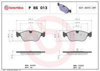 Sada brzdových destiček BREMBO P86013 - VOLVO