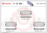 Sada brzdových destiček BREMBO P10004 - CHEVROLET, OPEL