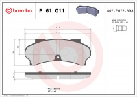 Sada brzdových destiček BREMBO P61011 - PEUGEOT