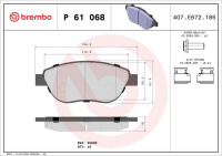 Sada brzdových destiček BREMBO P61068 - CITROËN, PEUGEOT