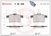 Sada brzdových destiček BREMBO P36026 - JAGUAR Sada brzdových destiček BREMBO P36026 - JAGUAR