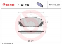 Sada brzdových destiček BREMBO P83106 - LEXUS, TOYOTA Sada brzdových destiček BREMBO P83106 - LEXUS, TOYOTA