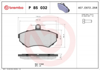 Sada brzdových destiček BREMBO P85032 - SEAT, VW Sada brzdových destiček BREMBO P85032 - SEAT, VW