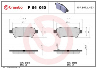Sada brzdových destiček BREMBO P56060 - NISSAN