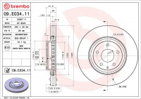 Brzdový kotouč BREMBO 09.E034.11 Brzdový kotouč BREMBO 09.E034.11