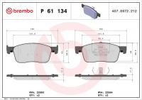 Sada brzdových destiček BREMBO P61134 Sada brzdových destiček BREMBO P61134