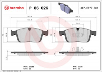 Sada brzdových destiček BREMBO P86026 - VOLVO