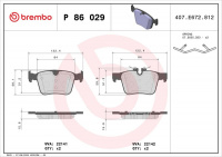 Sada brzdových destiček BREMBO P86029 - JAGUAR, LAND ROVER, VOLVO