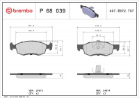 Sada brzdových destiček BREMBO P68039 - DACIA, RENAULT
