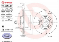 Brzdový kotouč BREMBO 09.9817.20 - TOYOTA Brzdový kotouč BREMBO 09.9817.20 - TOYOTA
