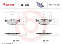 Sada brzdových destiček BREMBO P06023 - BMW Sada brzdových destiček BREMBO P06023 - BMW