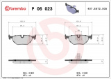 Sada brzdových destiček BREMBO P06023 - BMW
