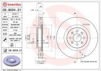 Brzdový kotouč BREMBO 09.8004.31 - FIAT Brzdový kotouč BREMBO 09.8004.31 - FIAT