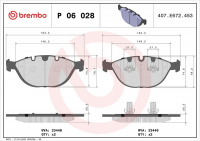 Sada brzdových destiček BREMBO P06028 - BMW Sada brzdových destiček BREMBO P06028 - BMW