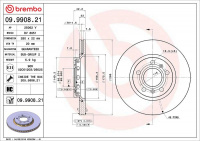 Brzdový kotouč BREMBO 09.9908.21 - AUDI