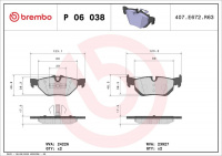 Sada brzdových destiček BREMBO P06038 - BMW