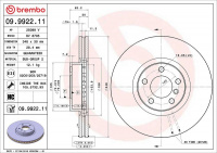 Brzdový kotouč BREMBO 09.9922.11 - BMW Brzdový kotouč BREMBO 09.9922.11 - BMW