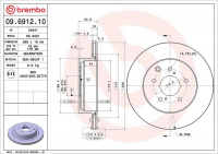 Brzdový kotouč BREMBO 09.6912.10 - NISSAN Brzdový kotouč BREMBO 09.6912.10 - NISSAN