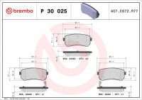 Sada brzdových destiček BREMBO P30025 Sada brzdových destiček BREMBO P30025