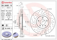 Brzdový kotouč BREMBO 09.8485.1X Brzdový kotouč BREMBO 09.8485.1X