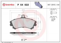 Sada brzdových destiček BREMBO P54022 - MITSUBISHI, VOLVO Sada brzdových destiček BREMBO P54022 - MITSUBISHI, VOLVO