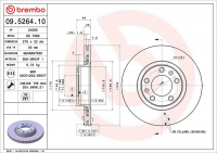 Brzdový kotouč BREMBO 09.5264.10 - CITROËN, PEUGEOT