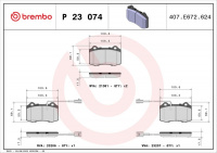 Sada brzdových destiček BREMBO P23074 - ALFA ROMEO