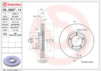 Brzdový kotouč BREMBO 09.6967.14 - FORD