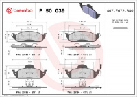Sada brzdových destiček BREMBO P50039 Sada brzdových destiček BREMBO P50039