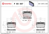 Sada brzdových destiček BREMBO P83057 - TOYOTA Sada brzdových destiček BREMBO P83057 - TOYOTA