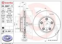 Brzdový kotouč BREMBO 09.9867.11 - PORSCHE, VW Brzdový kotouč BREMBO 09.9867.11 - PORSCHE, VW