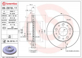 Brzdový kotouč BREMBO 09.D018.11 - CITROËN, FIAT, PEUGEOT