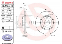 Brzdový kotouč BREMBO 09.B520.11 - TOYOTA Brzdový kotouč BREMBO 09.B520.11 - TOYOTA
