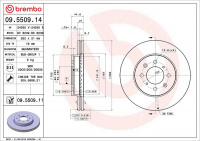 Brzdový kotouč BREMBO 09.5509.14 - HONDA, ROVER