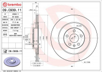 Brzdový kotouč BREMBO 09.C939.11 - VOLVO