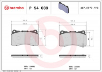 Sada brzdových destiček BREMBO P54039 - MITSUBISHI, SUBARU Sada brzdových destiček BREMBO P54039 - MITSUBISHI, SUBARU