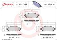 Sada brzdových destiček BREMBO P15002 - CHEVROLET, DAEWOO