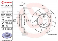 Brzdový kotouč BREMBO 09.C894.75 - BMW