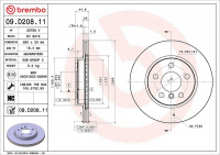 Brzdový kotouč BREMBO 09.D208.11 Brzdový kotouč BREMBO 09.D208.11