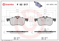 Sada brzdových destiček BREMBO P52017 - MG, ROVER