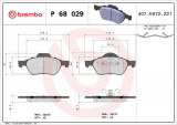 Sada brzdových destiček BREMBO P68029 - RENAULT