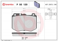 Sada brzdových destiček BREMBO P50120 - MERCEDES-BENZ