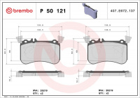 Sada brzdových destiček BREMBO P50121 - MERCEDES-BENZ Sada brzdových destiček BREMBO P50121 - MERCEDES-BENZ