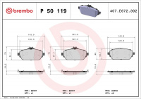 Sada brzdových destiček BREMBO P50119 - MERCEDES-BENZ