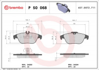 Sada brzdových destiček BREMBO P50068 - MERCEDES-BENZ