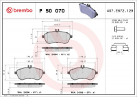 Sada brzdových destiček BREMBO P50070 - MERCEDES-BENZ