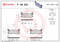 Sada brzdových destiček BREMBO P49021 - MAZDA Sada brzdových destiček BREMBO P49021 - MAZDA