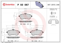 Sada brzdových destiček BREMBO P50067 - MERCEDES-BENZ