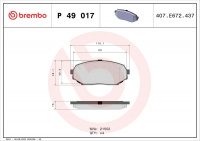Sada brzdových destiček BREMBO P49017 - MAZDA